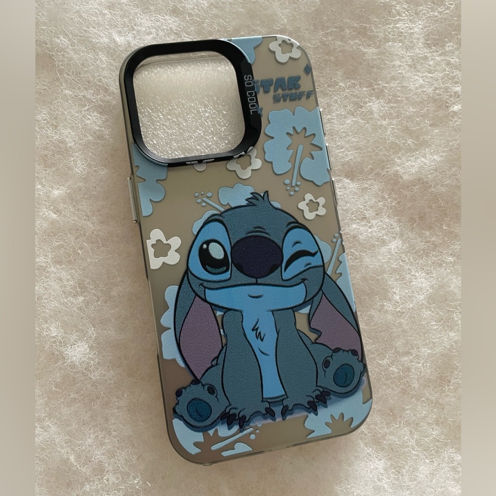 iPhone 16 pro Stitch Themed Phone Case - Blue and Gray